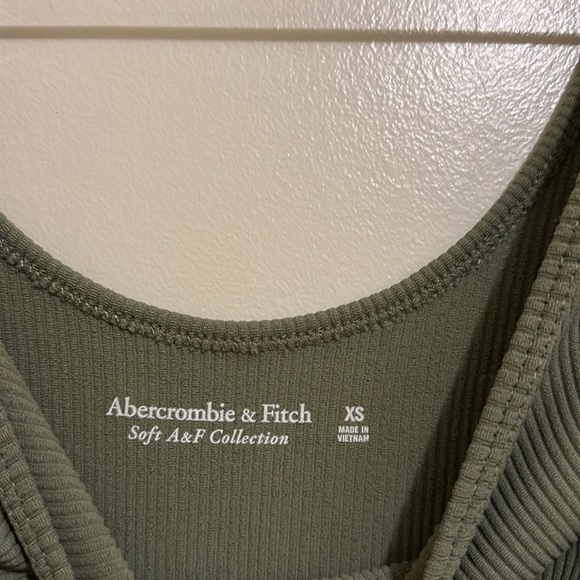 Abercrombie 90s Seamless Ribbed Fabric Tank Bodysuit Olive Green XS - Picture 3 of 3